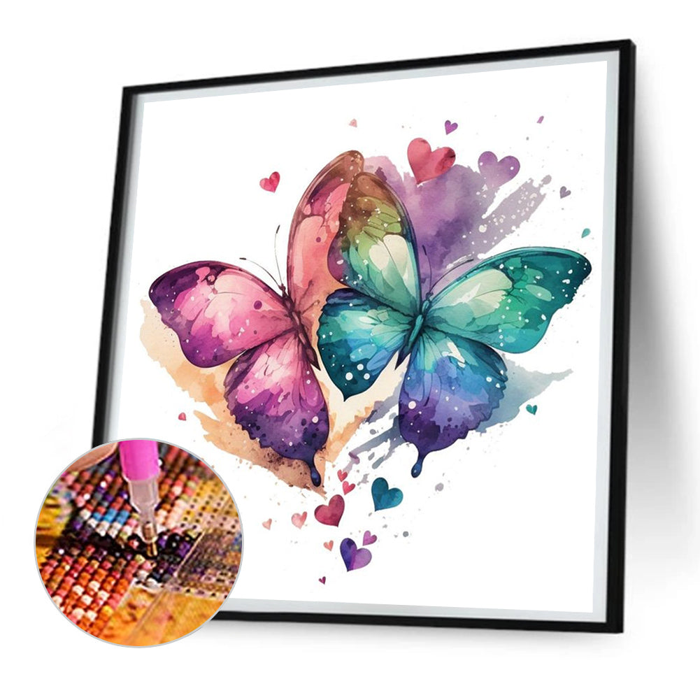 Watercolor Butterfly - Full Round Drill Diamond Painting 30*30CM