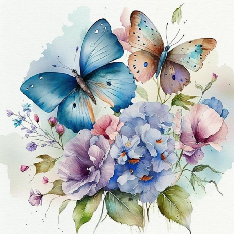 Watercolor Butterfly - Full Round Drill Diamond Painting 30*30CM