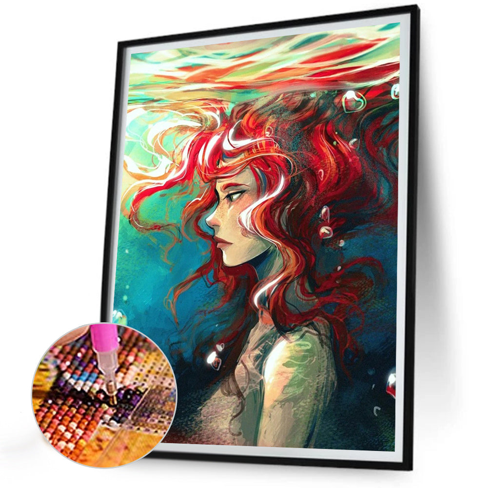 Redhead Girl In Water - Full Round Drill Diamond Painting 30*40CM