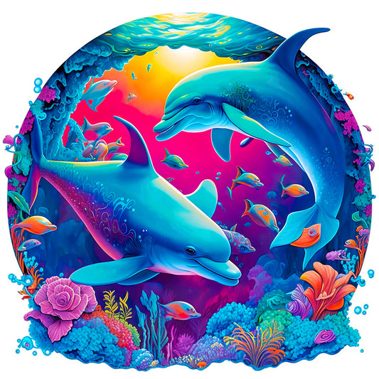 Dolphin - Full Round Drill Diamond Painting 30*30CM