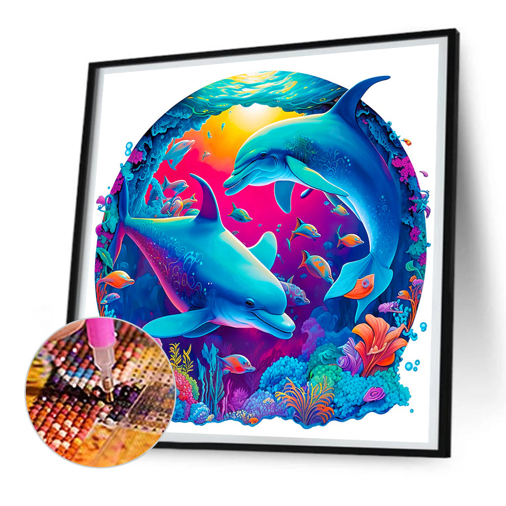 Dolphin - Full Round Drill Diamond Painting 30*30CM
