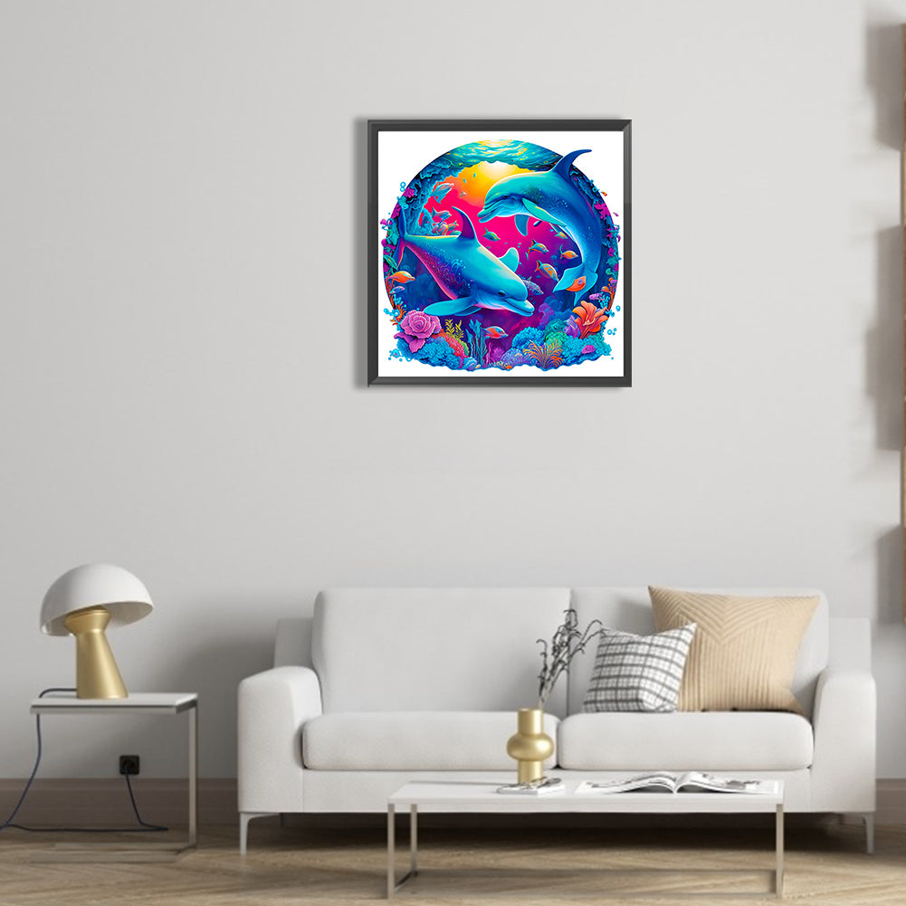 Dolphin - Full Round Drill Diamond Painting 30*30CM