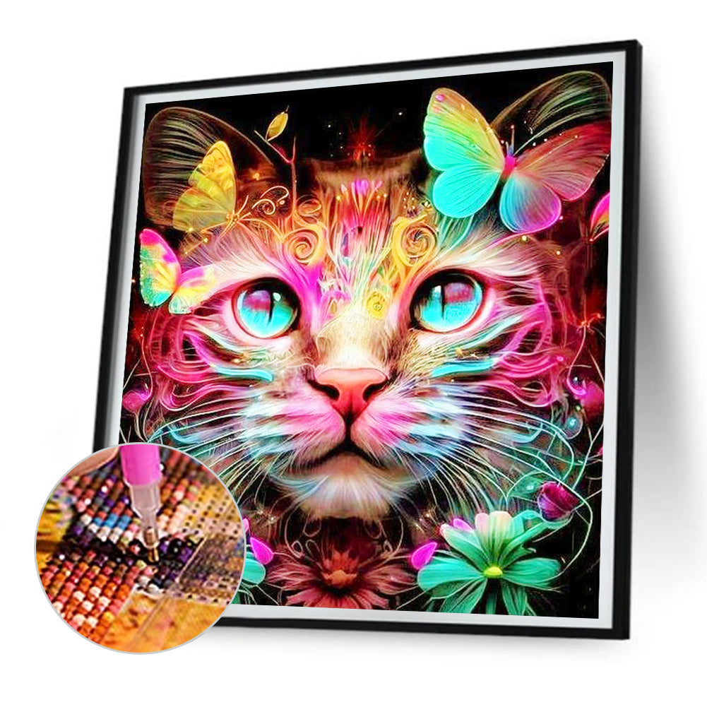 Cat - Full Round Drill Diamond Painting 30*30CM