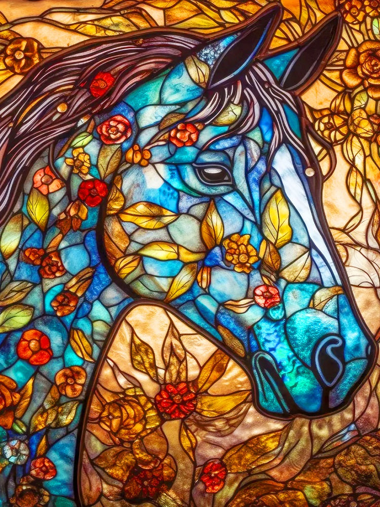 Colorful Glass Horse - Full Round Drill Diamond Painting 30*40CM