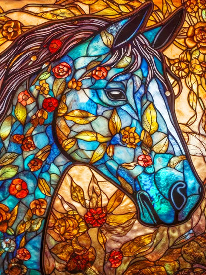 Colorful Glass Horse - Full Round Drill Diamond Painting 30*40CM
