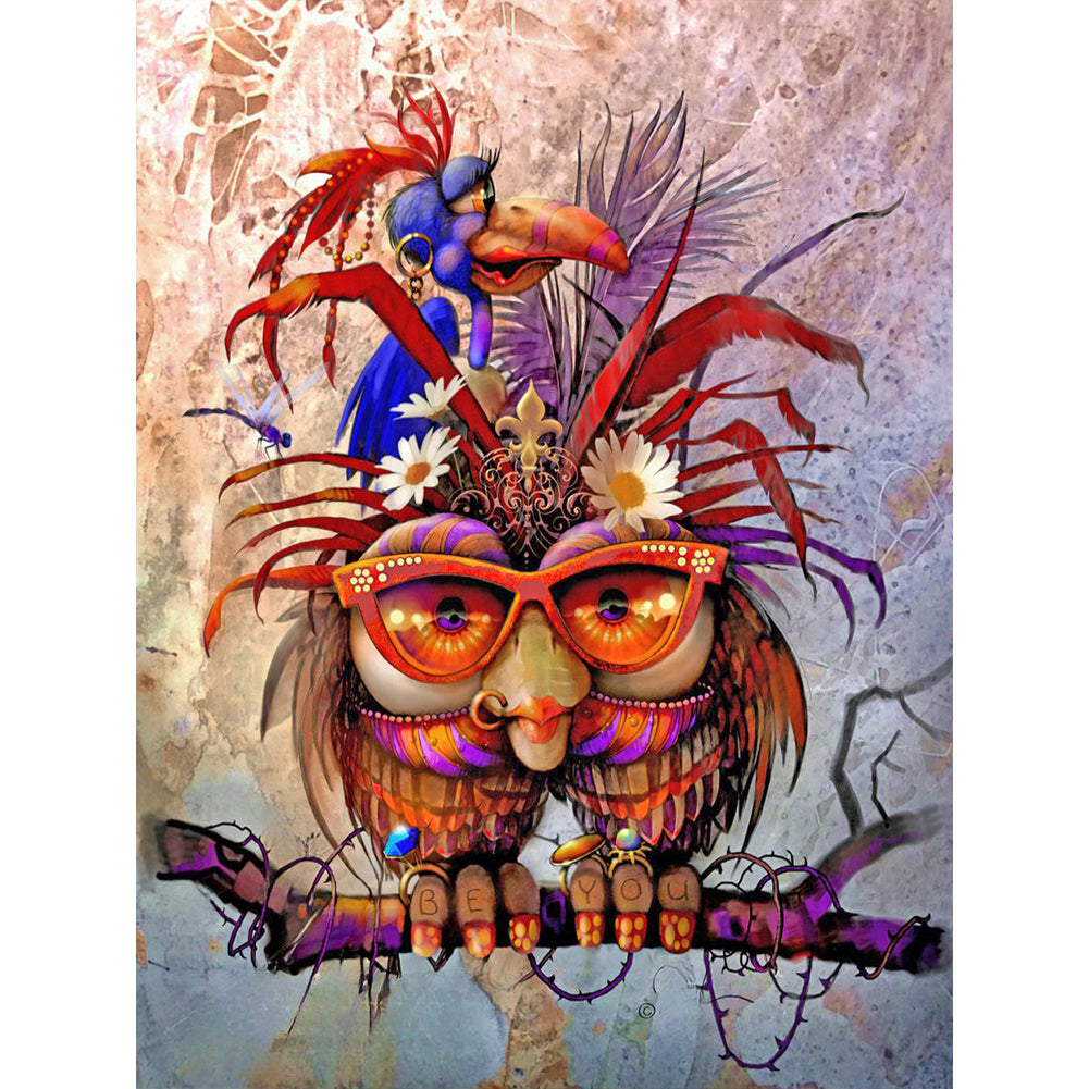 Owl - Full Round Drill Diamond Painting 30*40CM