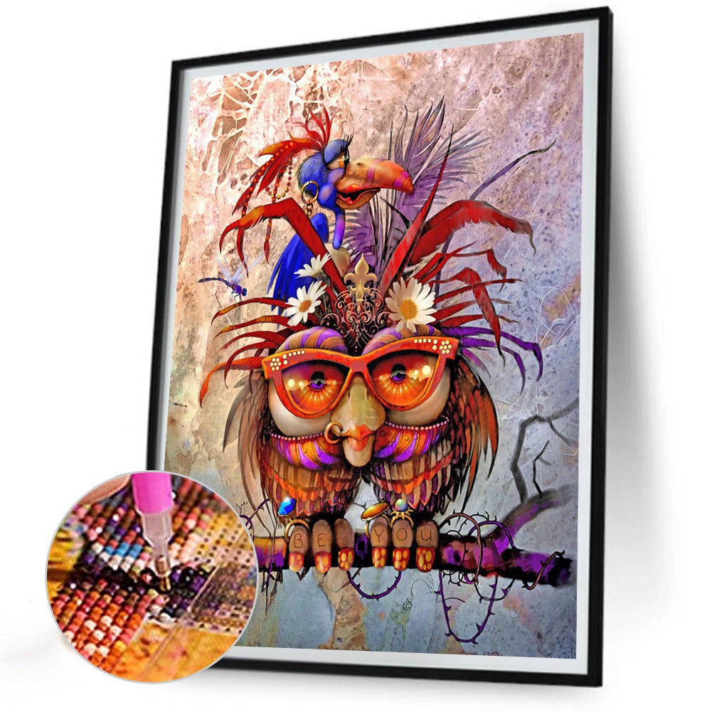 Owl - Full Round Drill Diamond Painting 30*40CM
