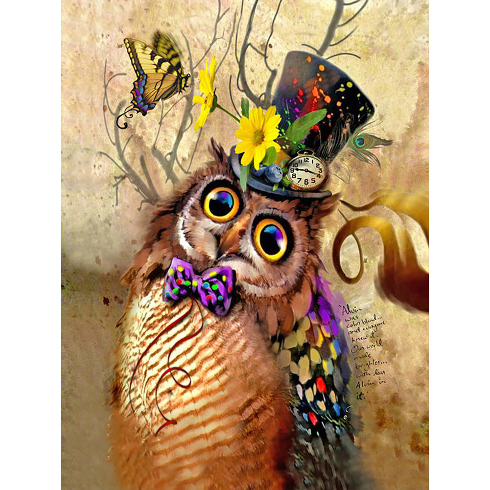 Owl - Full Round Drill Diamond Painting 30*40CM