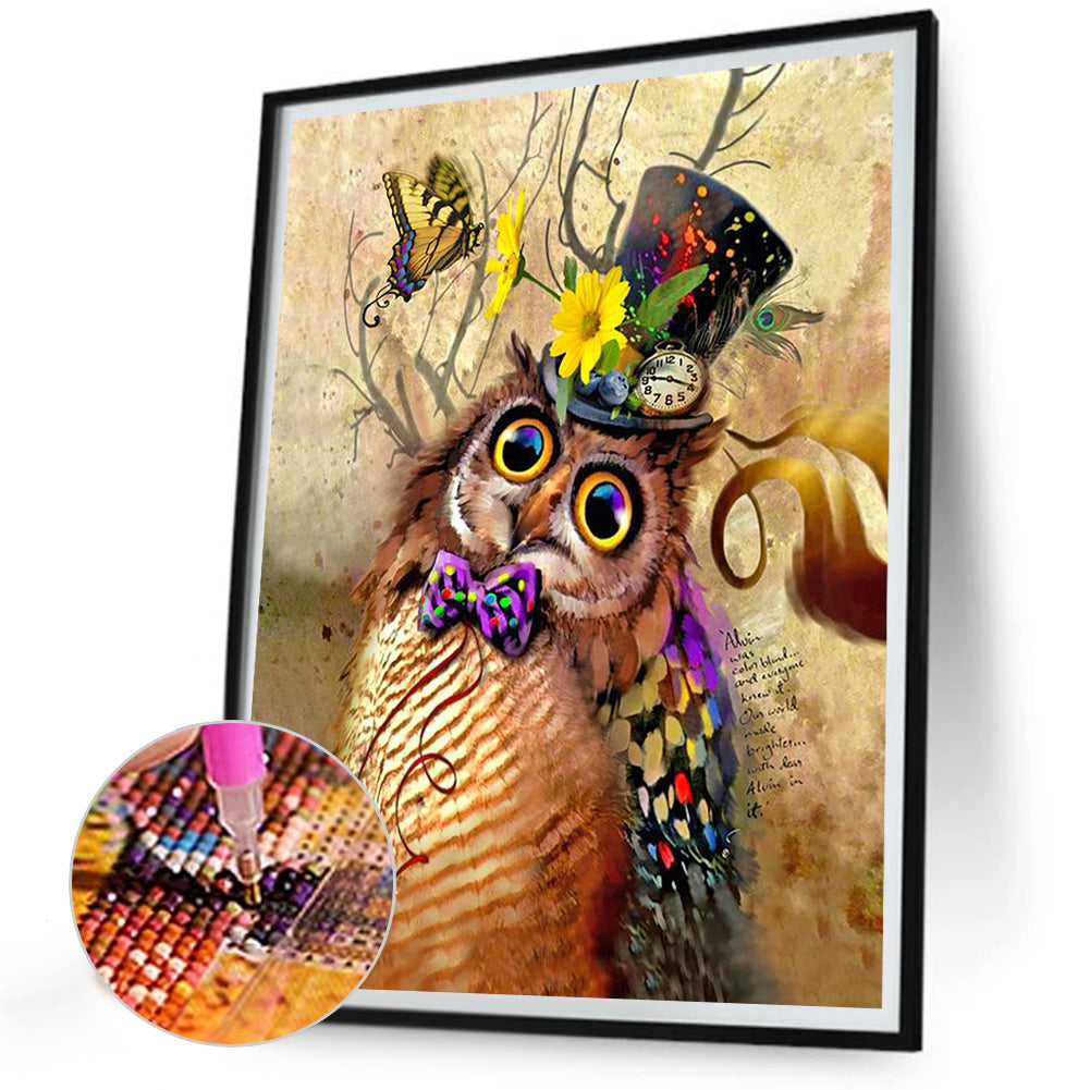 Owl - Full Round Drill Diamond Painting 30*40CM