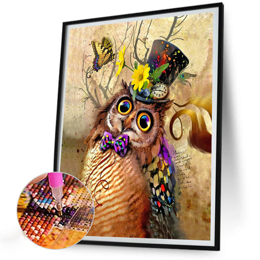Owl - Full Round Drill Diamond Painting 30*40CM