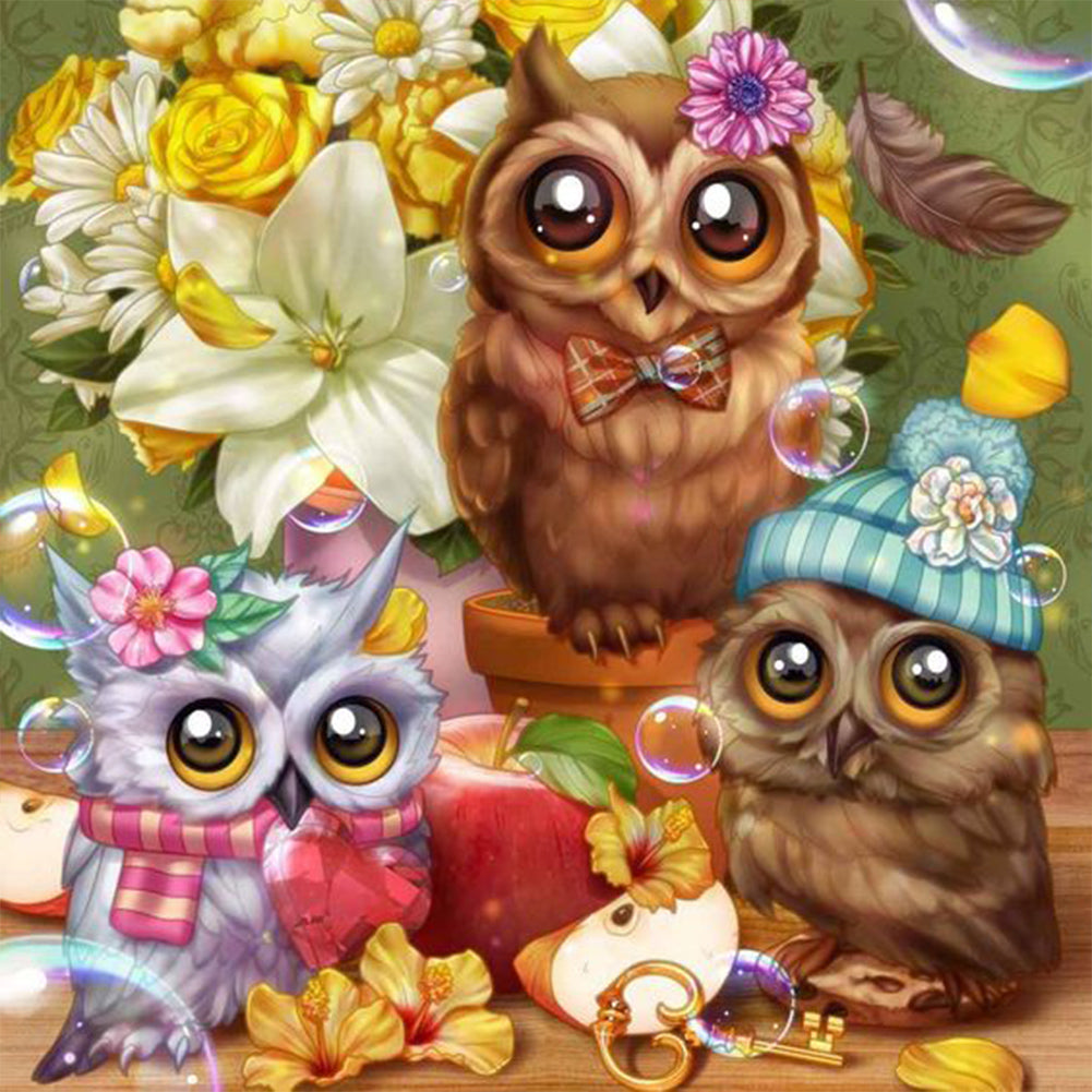Owl - Full Round Drill Diamond Painting 30*30CM