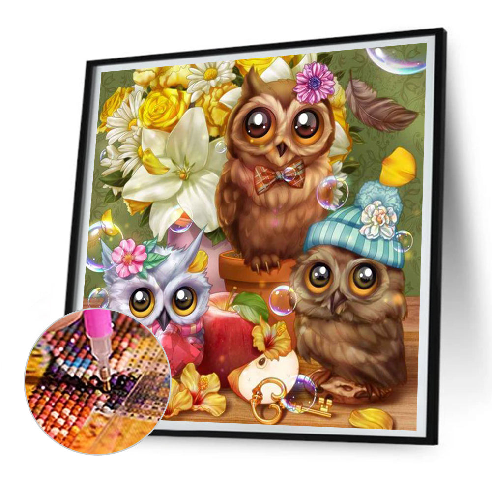 Owl - Full Round Drill Diamond Painting 30*30CM