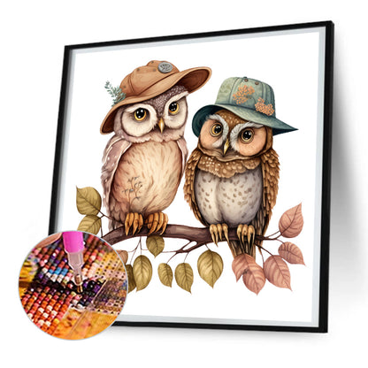Owl - Full Round Drill Diamond Painting 30*30CM