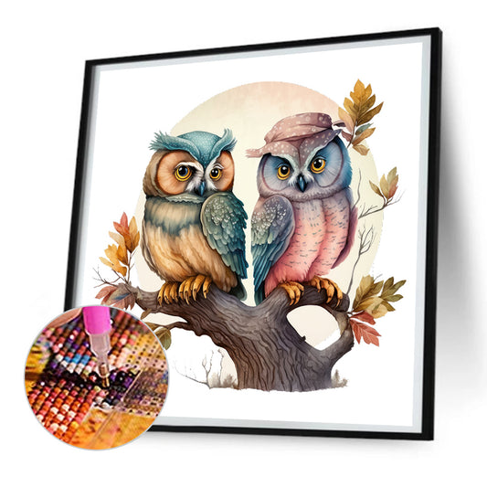Owl - Full Round Drill Diamond Painting 30*30CM