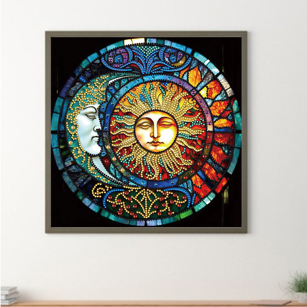 Sun Moon Mandala - Special Shaped Drill Diamond Painting 30*30CM