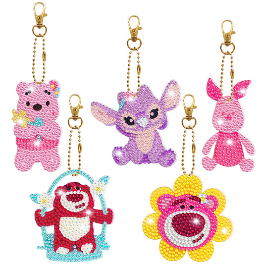 5D Diamond Art Key Rings Double Sided DIY Cartoon Gifts for Beginners Home Decor