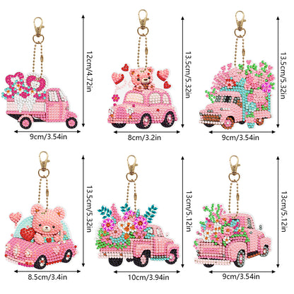 5D Diamond Art Key Rings Double Sided DIY Cartoon Gifts for Beginners Home Decor