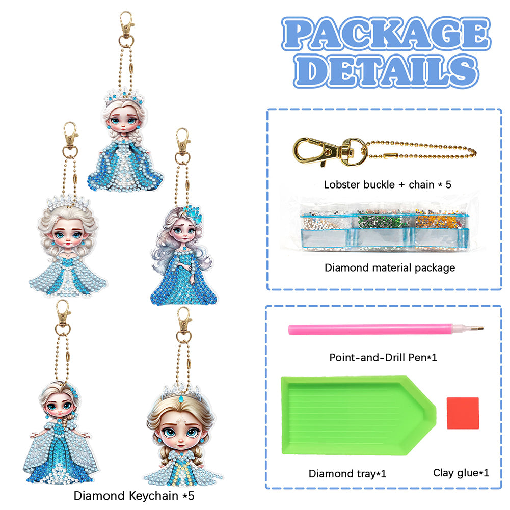 5D Diamond Art Key Rings Double Sided DIY Cartoon Gifts for Beginners Home Decor