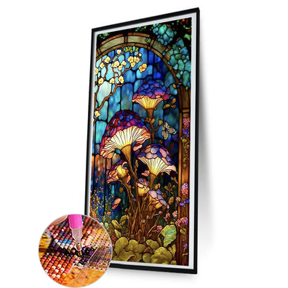 Mushroom Flower Glass Painting - Full Round Drill Diamond Painting 45*80CM