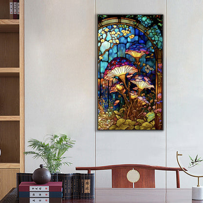 Mushroom Flower Glass Painting - Full Round Drill Diamond Painting 45*80CM