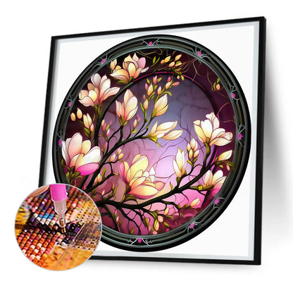 Blooming Flower Glass Painting - Full Round Drill Diamond Painting 30*30CM