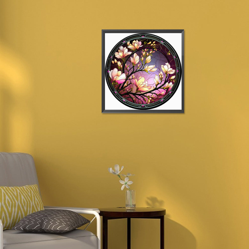 Blooming Flower Glass Painting - Full Round Drill Diamond Painting 30*30CM