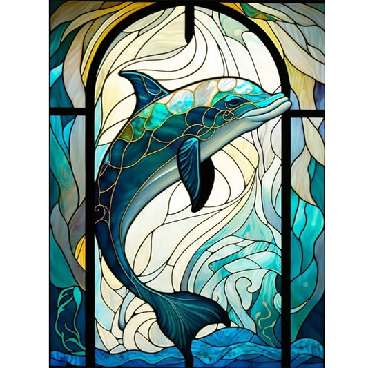 Dolphin Glass Painting - Full Round Drill Diamond Painting 30*40CM