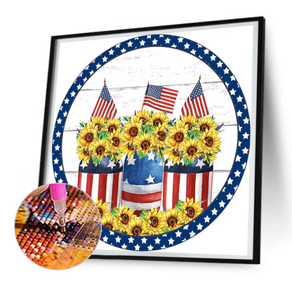 Independence Day Card - Full Round Drill Diamond Painting 30*30CM