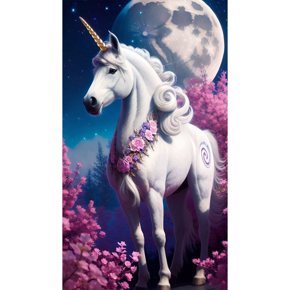 Elegant Unicorn - Full Round Drill Diamond Painting 40*70CM