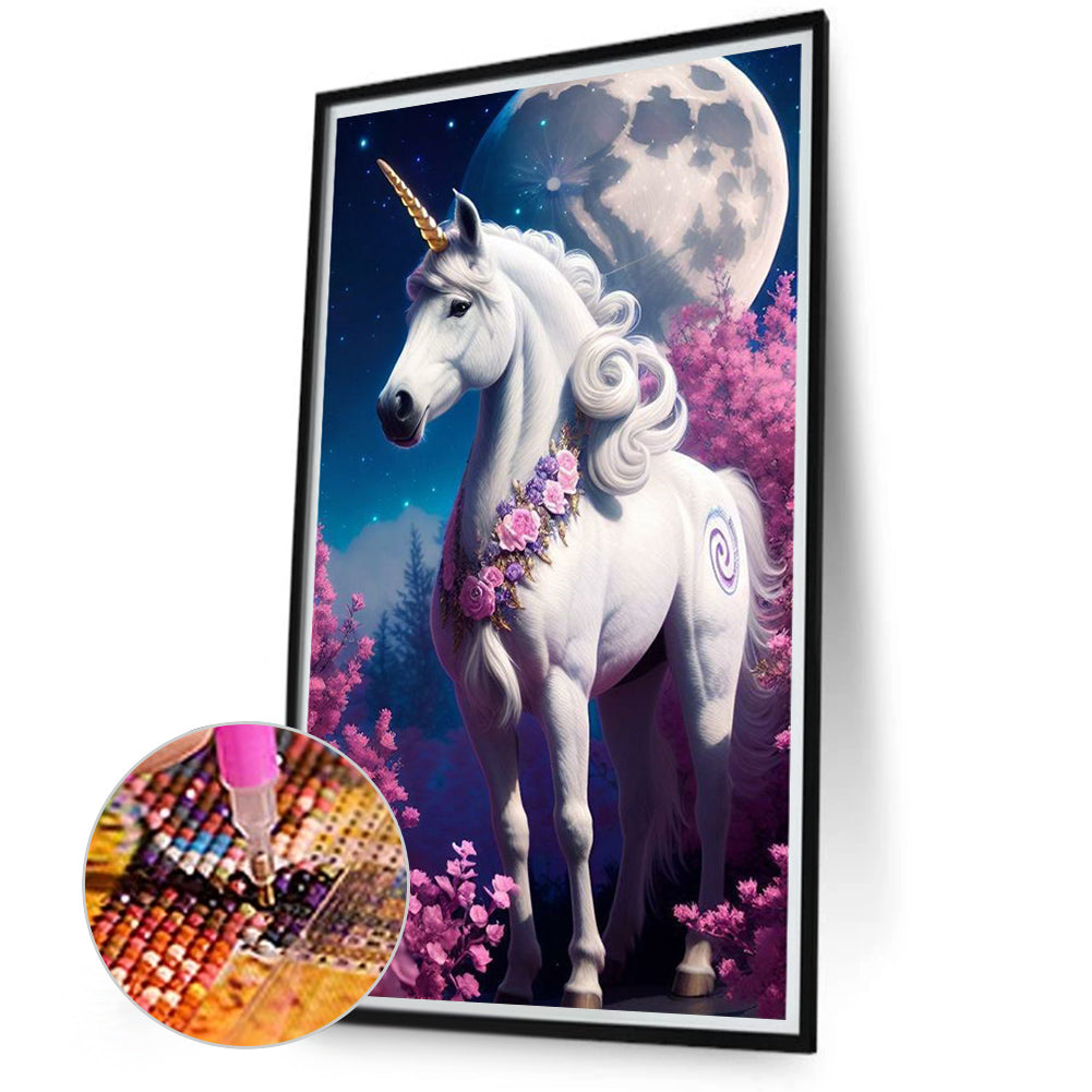 Elegant Unicorn - Full Round Drill Diamond Painting 40*70CM