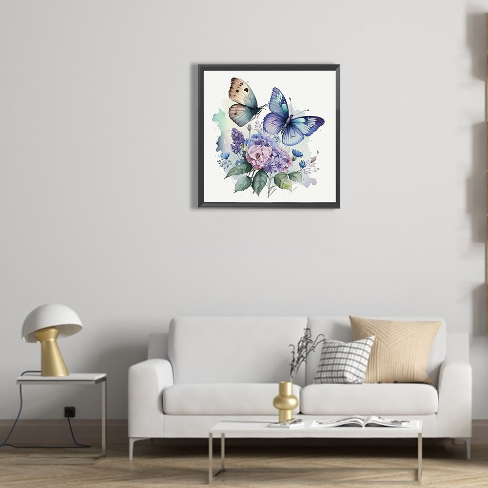 Watercolor Butterflies - Full Round Drill Diamond Painting 30*30CM