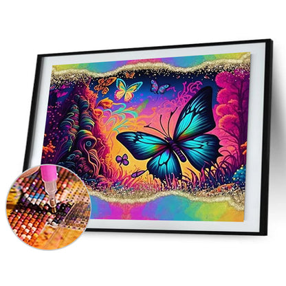 Rainbow Border Butterfly - Full Round Drill Diamond Painting 40*30CM