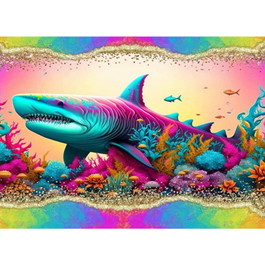 Rainbow Border Shark - Full Round Drill Diamond Painting 40*30CM