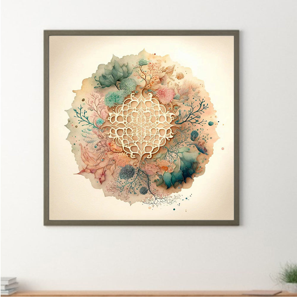 Light Color Mandala - Full Round Drill Diamond Painting 30*30CM