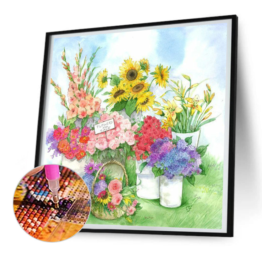 Multicolored Flowers - Full Round Drill Diamond Painting 30*30CM