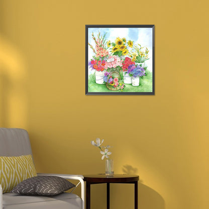 Multicolored Flowers - Full Round Drill Diamond Painting 30*30CM