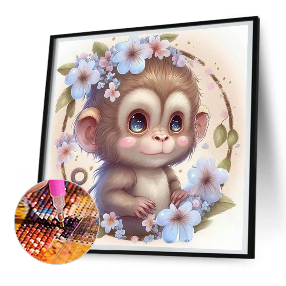 Monkey - Full Round Drill Diamond Painting 30*30CM