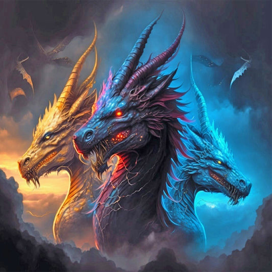 Three Headed Dragon - Full Round Drill Diamond Painting 30*30CM