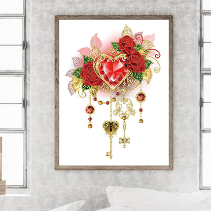 Flower Key Pendant - Special Shaped Drill Diamond Painting 30*40CM