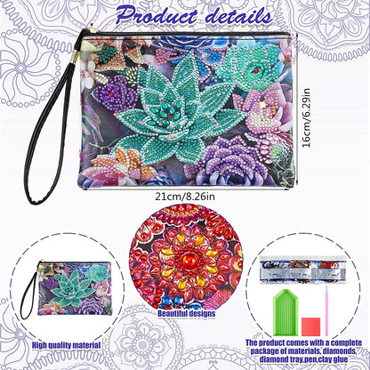 DIY Diamond Painting Wallet Purse Flowers Rhinestone Mosiac Handbag Women Clutch