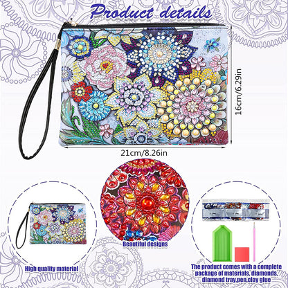 DIY Diamond Painting Wallet Purse Flowers Rhinestone Mosiac Handbag Women Clutch