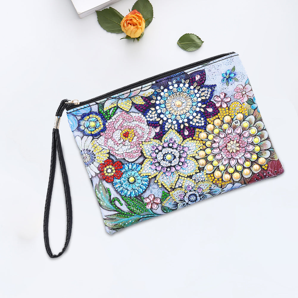 DIY Diamond Painting Wallet Purse Flowers Rhinestone Mosiac Handbag Women Clutch