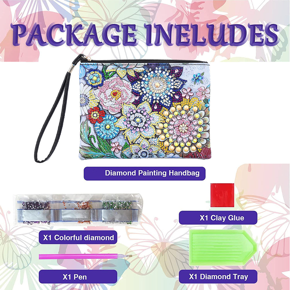 DIY Diamond Painting Wallet Purse Flowers Rhinestone Mosiac Handbag Women Clutch