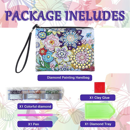 DIY Diamond Painting Wallet Purse Flowers Rhinestone Mosiac Handbag Women Clutch