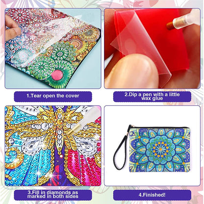 DIY Diamond Painting Wallet Purse Flowers Rhinestone Mosiac Handbag Women Clutch