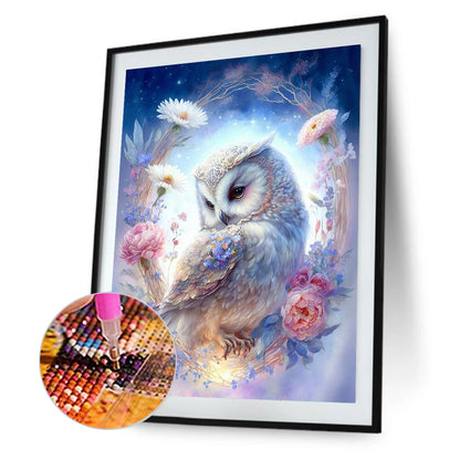 Flower Owl - Full Round Drill Diamond Painting 30*40CM