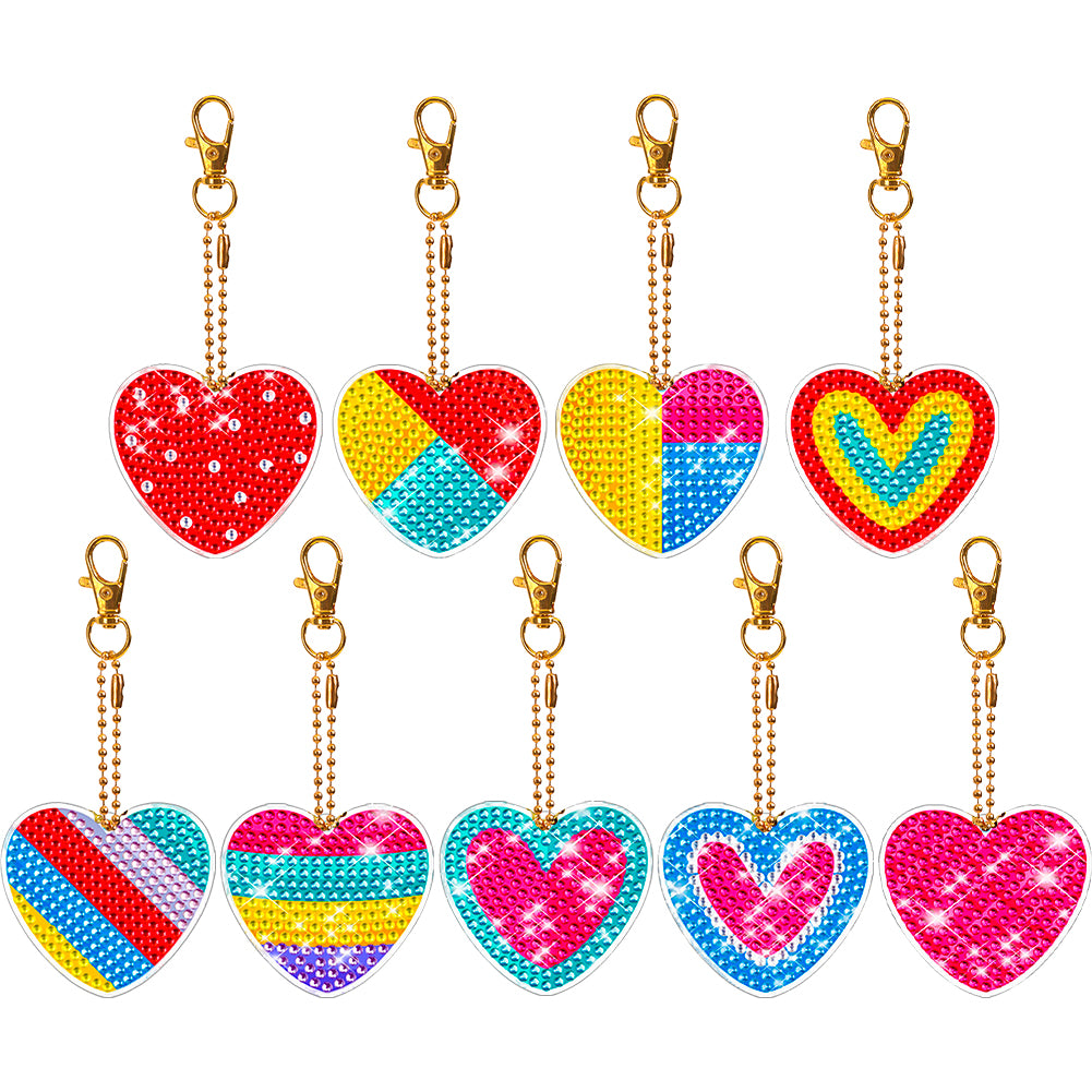 9pcs Diamond Art Key Rings Art Craft 5D DIY Bag Pandant for Beginners Home Decor