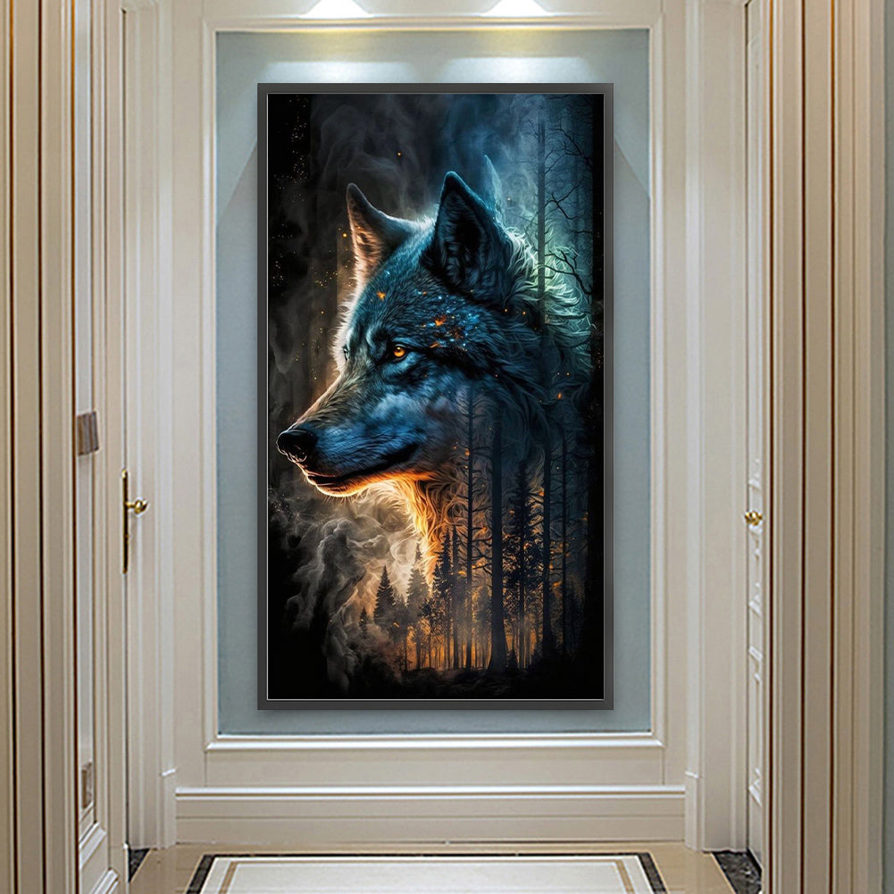 Night Wolf - Full Round Drill Diamond Painting 40*70CM