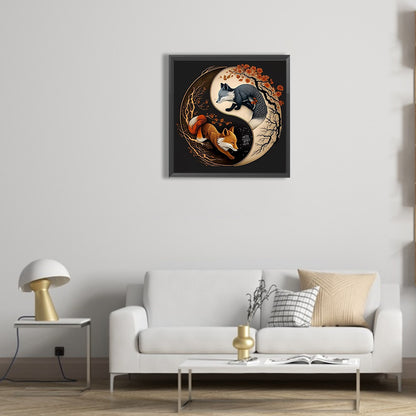 Tai Chi Yin Yang Figure Fox - Full Round Drill Diamond Painting 30*30CM