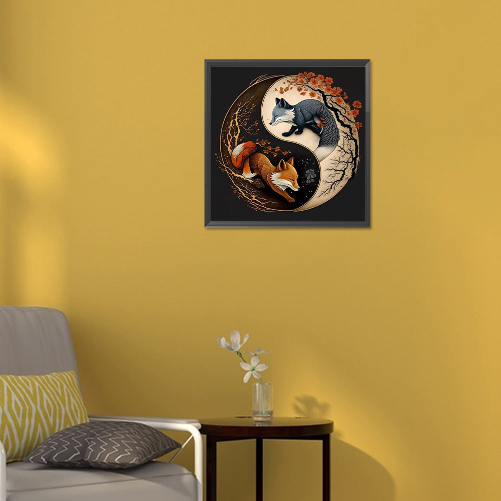 Tai Chi Yin Yang Figure Fox - Full Round Drill Diamond Painting 30*30CM